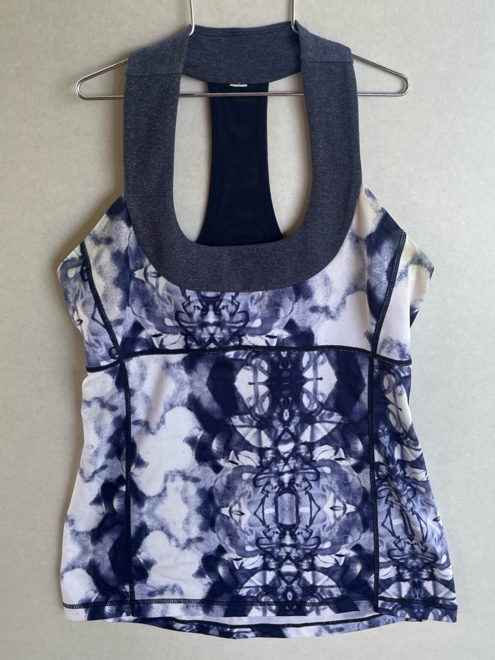 Lululemon blue/white tank with built in bra. Size 8